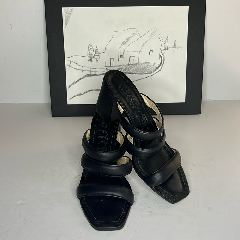 Jimmy Choo Auna 65mm Block-Heel Slide Sandals Women’s Size 10